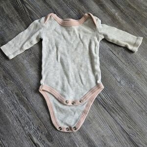 3-6M Girls Cozy Cream and Pink Kids One Piece